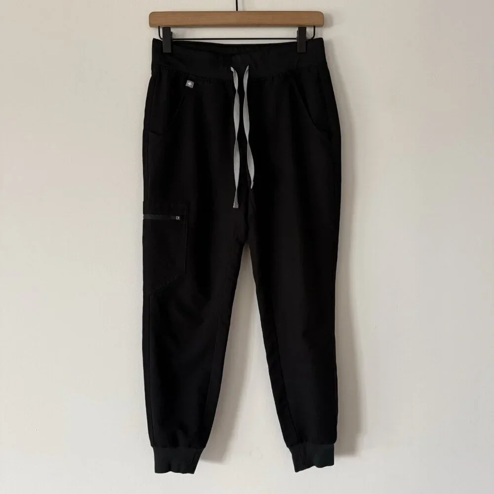 Womens FIGS Technical Collection Zamora Black Scrub Pants Joggers‎ Size XS Nurse